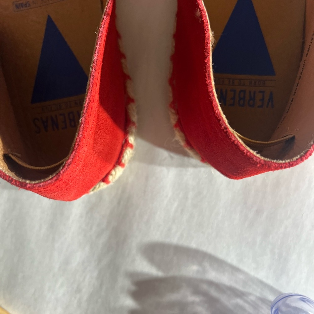 Verbenas Espadrille Shoes Womens Size 8 Red Suede Slip On Flats made in Spain - Picture 10 of 10